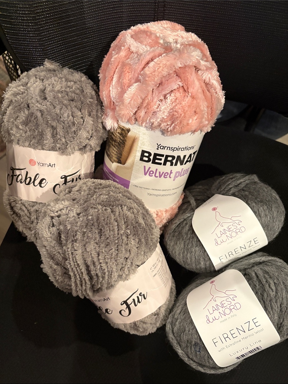 5 Skeins  (3 varieties) of fun scarf yarn